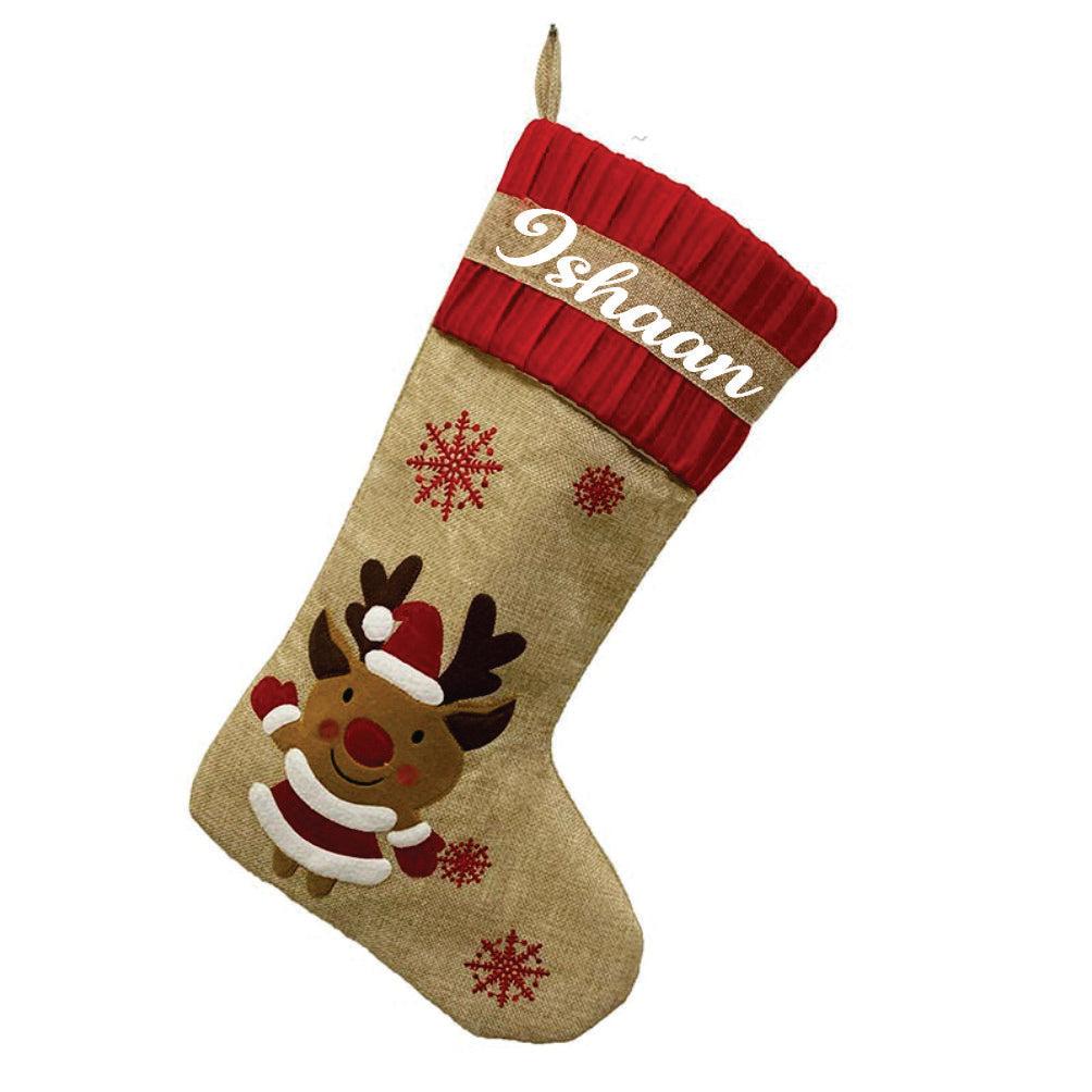 Babble Wrap Burlap Holiday Stocking - Set of 3