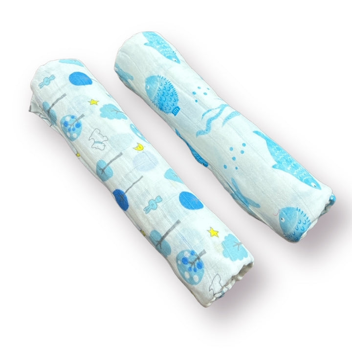 Jellywood Blues Muslin Swaddles - Set of 2