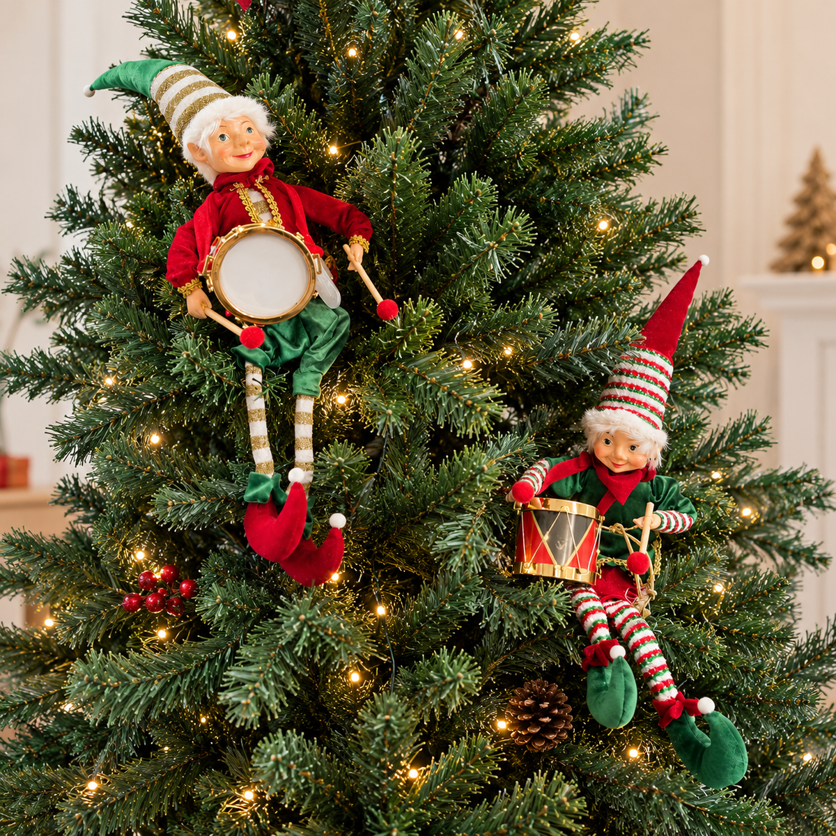Jingle Beats Light-Up Christmas Elves - Set Of 2