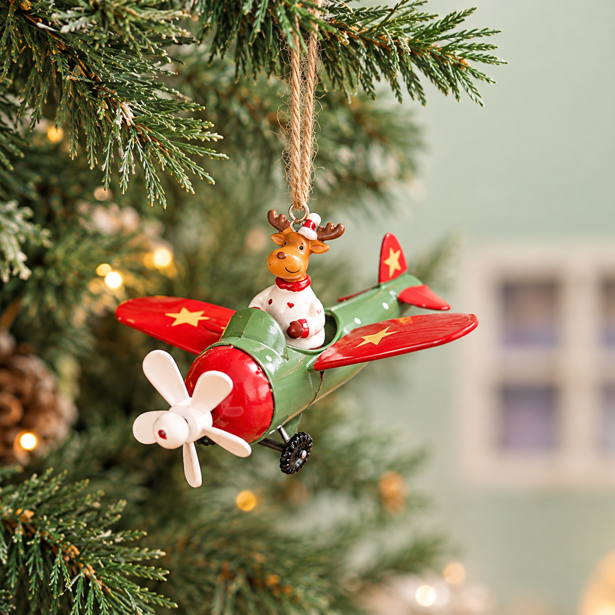 Jolly Wings Christmas Airplane Ornaments - Set of 3