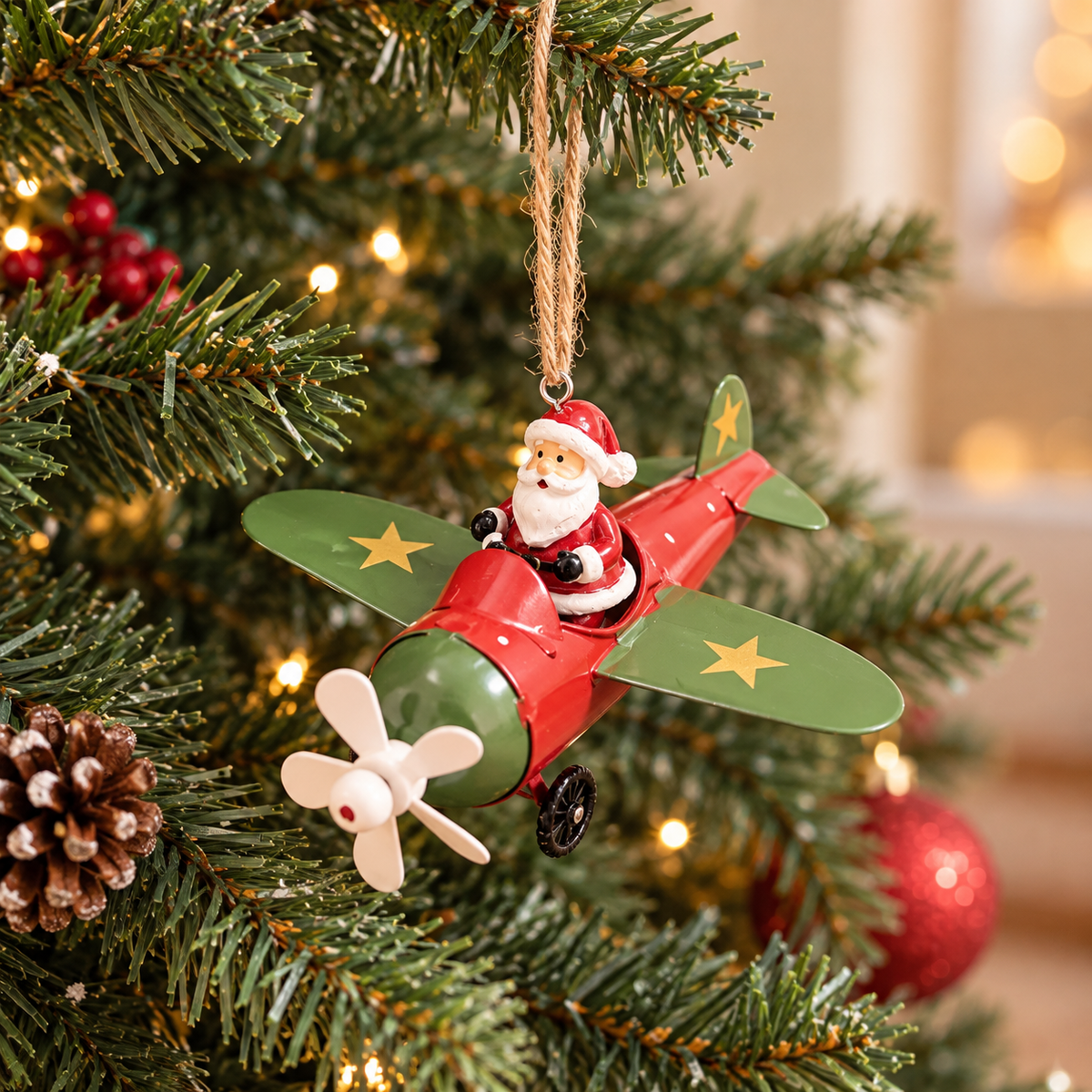 Jolly Wings Christmas Airplane Ornaments - Set of 3