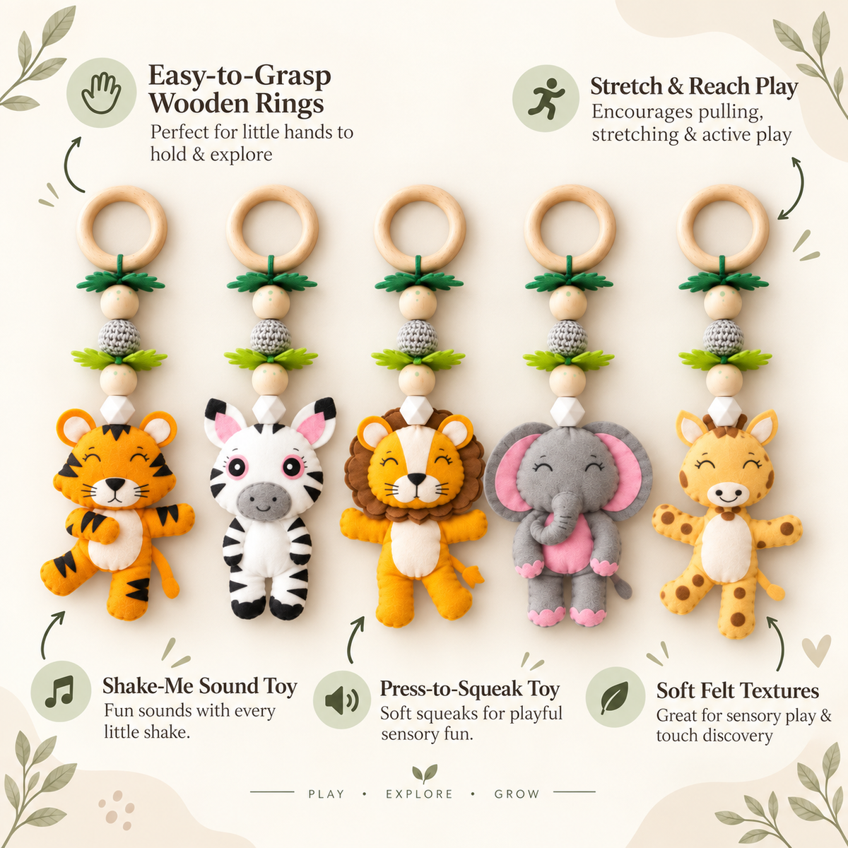 Jungle Giggles – Wooden Baby Play Gym With Mat