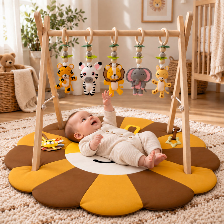 Jungle Giggles – Wooden Baby Play Gym With Mat
