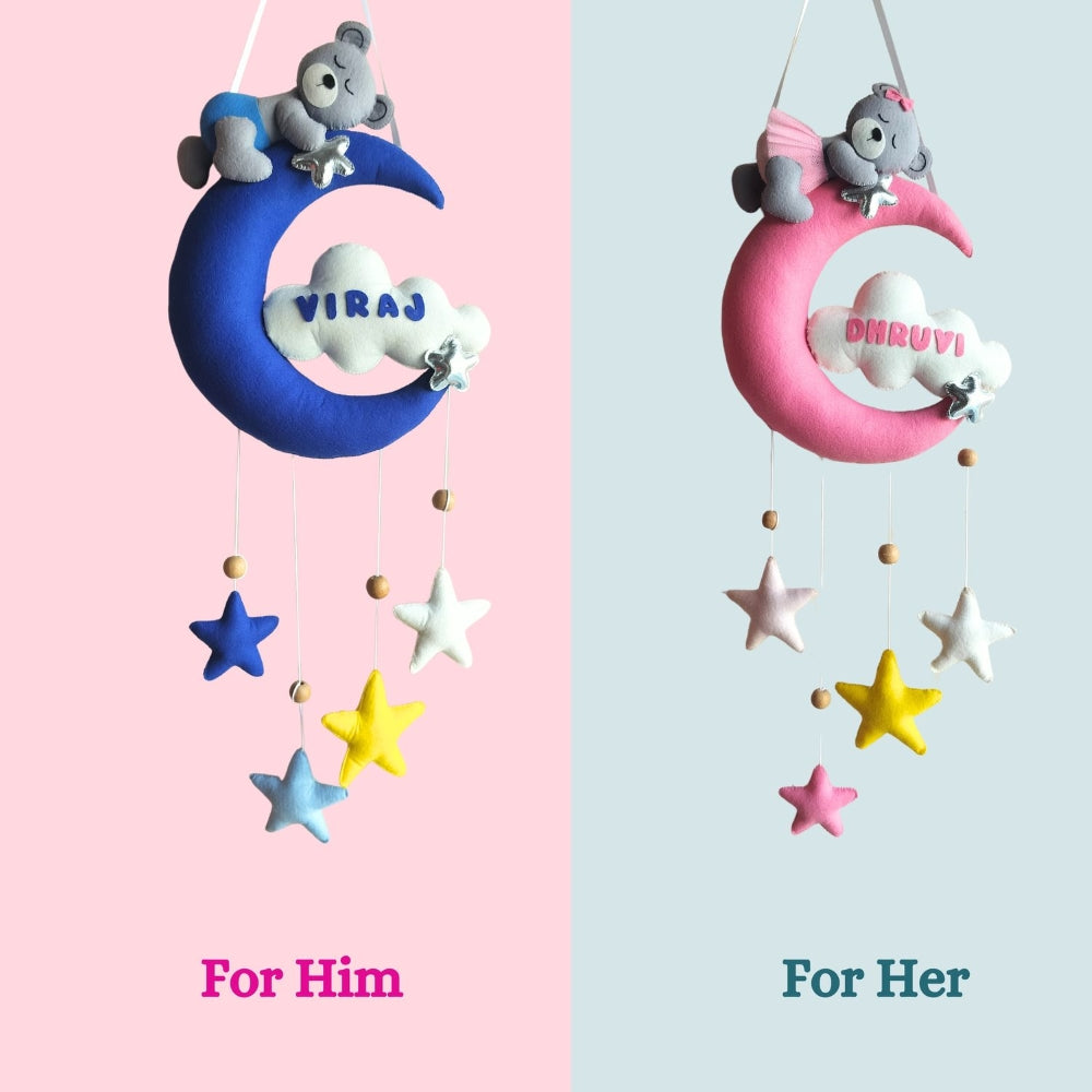 Junior Moon Teddy Personalised Room Decor Hanging