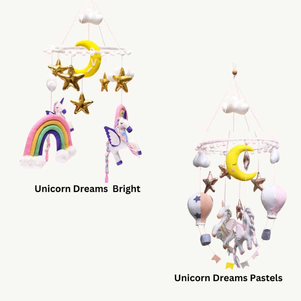 Junior Unicorn Dreams Personalised Cot Mobile - Colour Bling