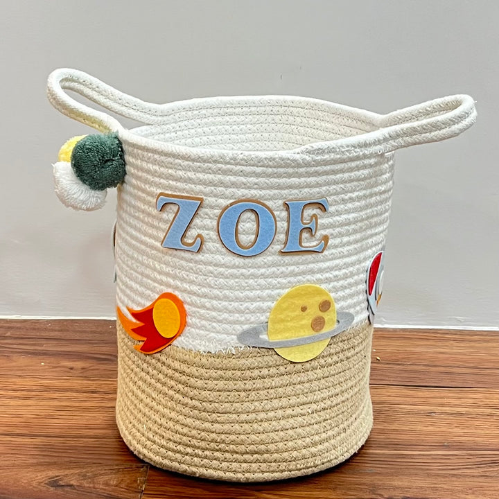 Babble Wrap Jute Cotton Storage Basket - Astronaut’s Array