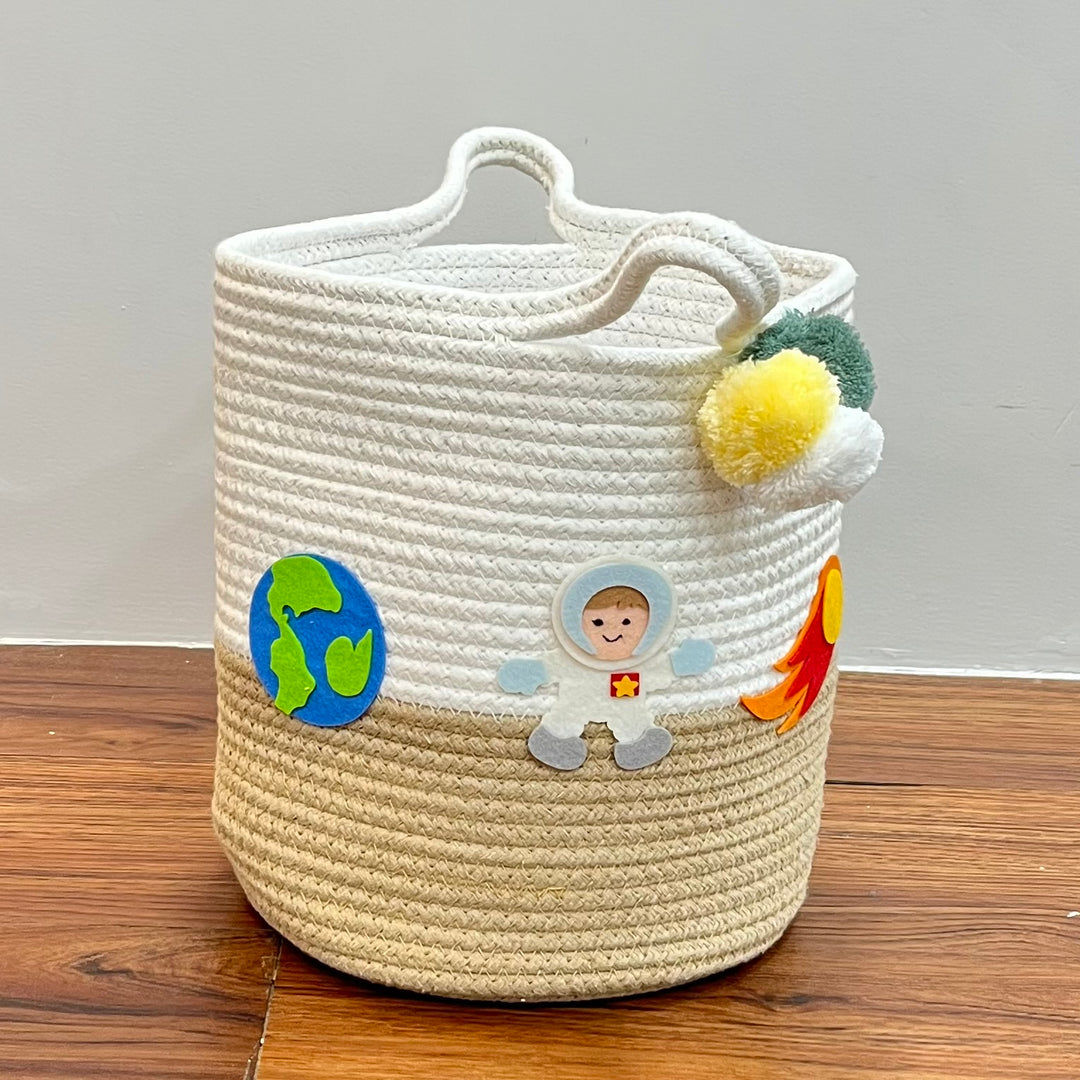 Babble Wrap Jute Cotton Storage Basket - Astronaut’s Array