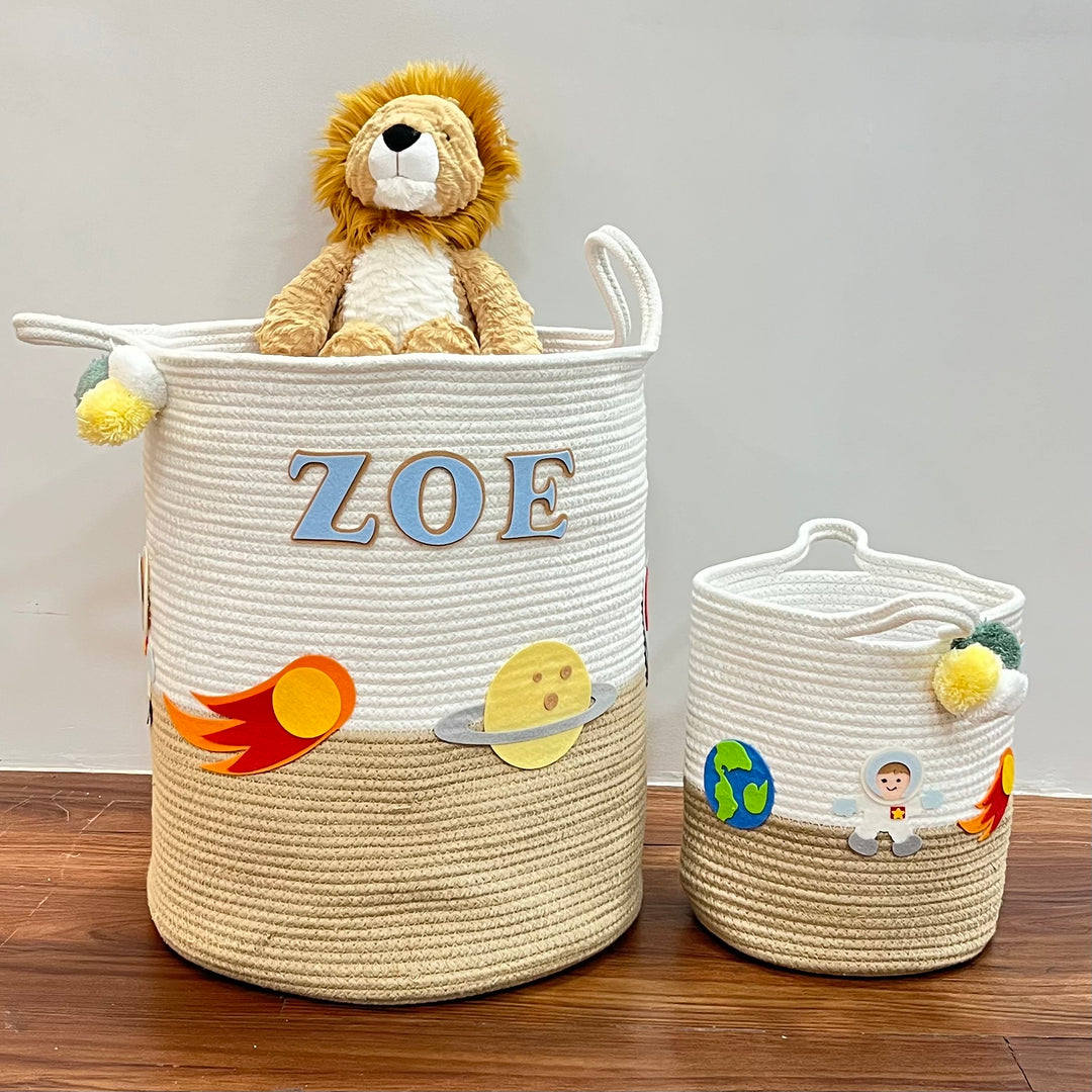 Babble Wrap Jute Cotton Storage Basket - Astronaut’s Array