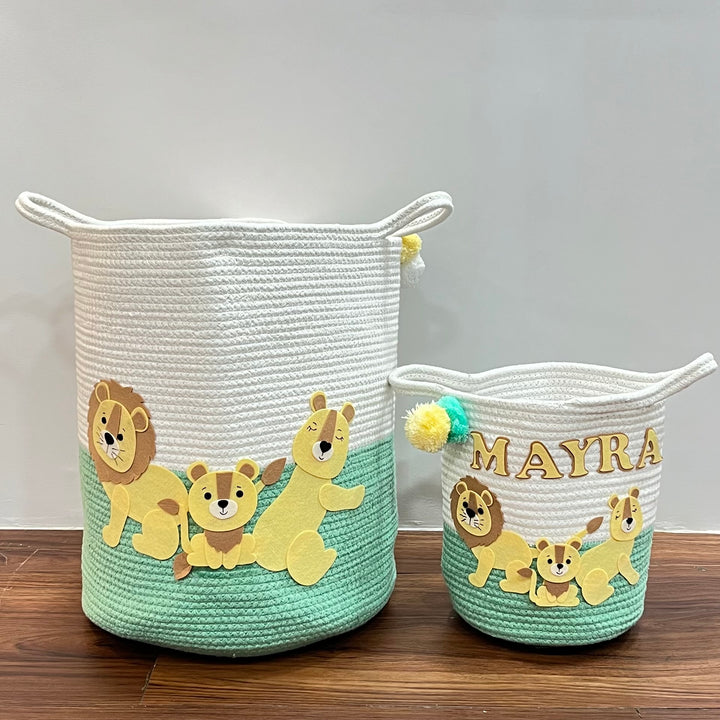 Babble Wrap Jute Cotton Storage Basket - Lions Legacy