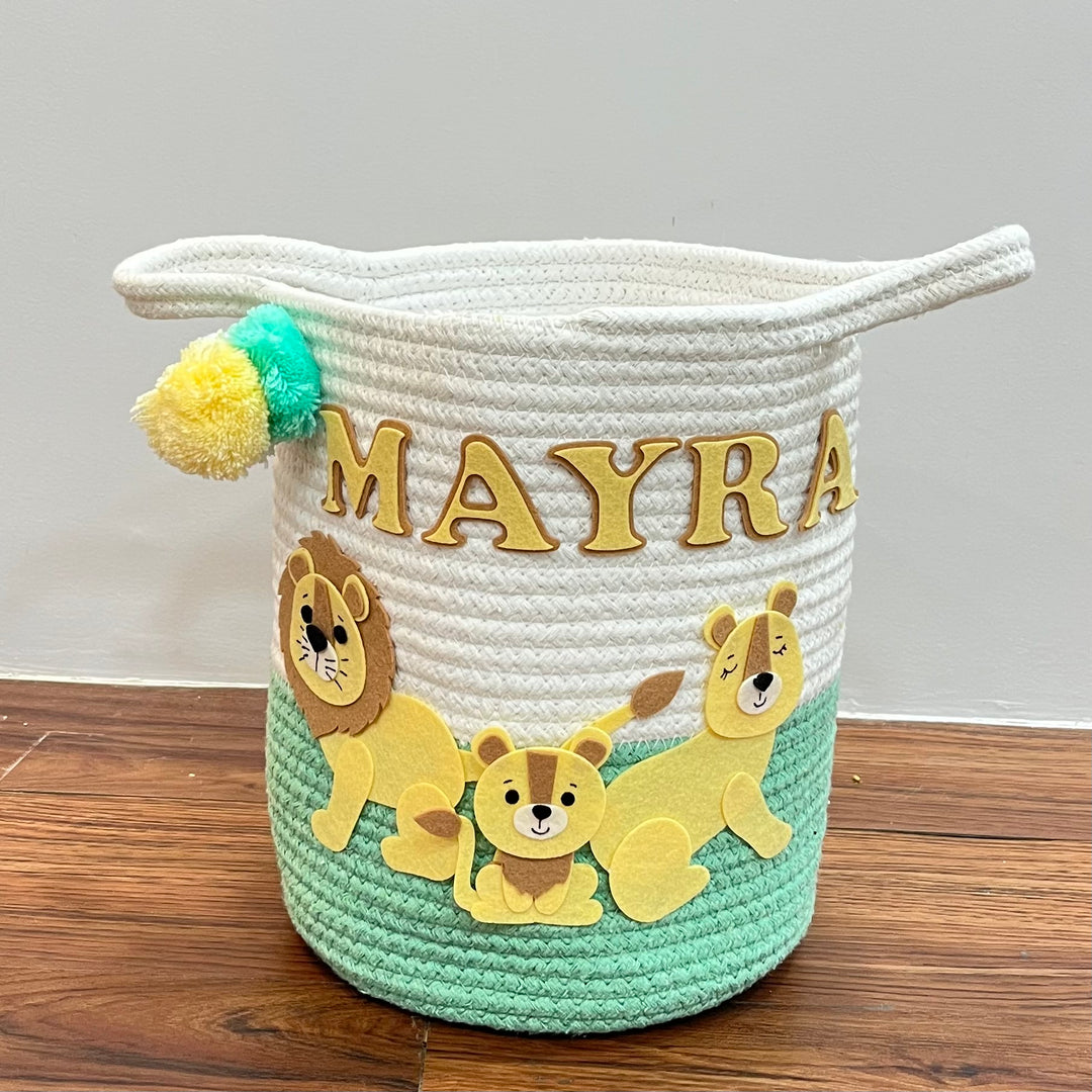 Babble Wrap Jute Cotton Storage Basket - Lions Legacy