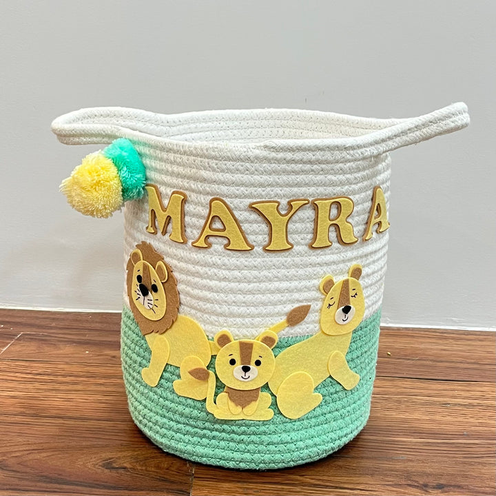 Babble Wrap Jute Cotton Storage Basket - Lions Legacy