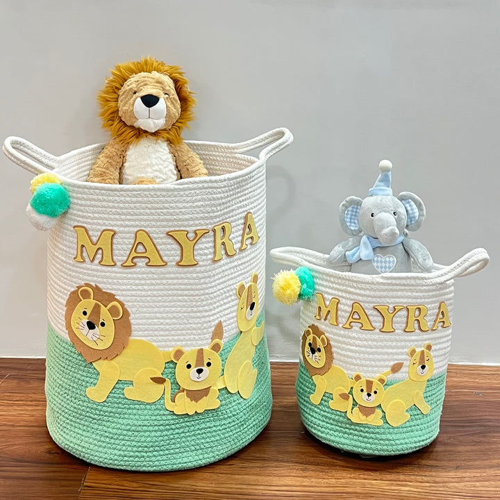 Babble Wrap Jute Cotton Storage Basket - Lions Legacy