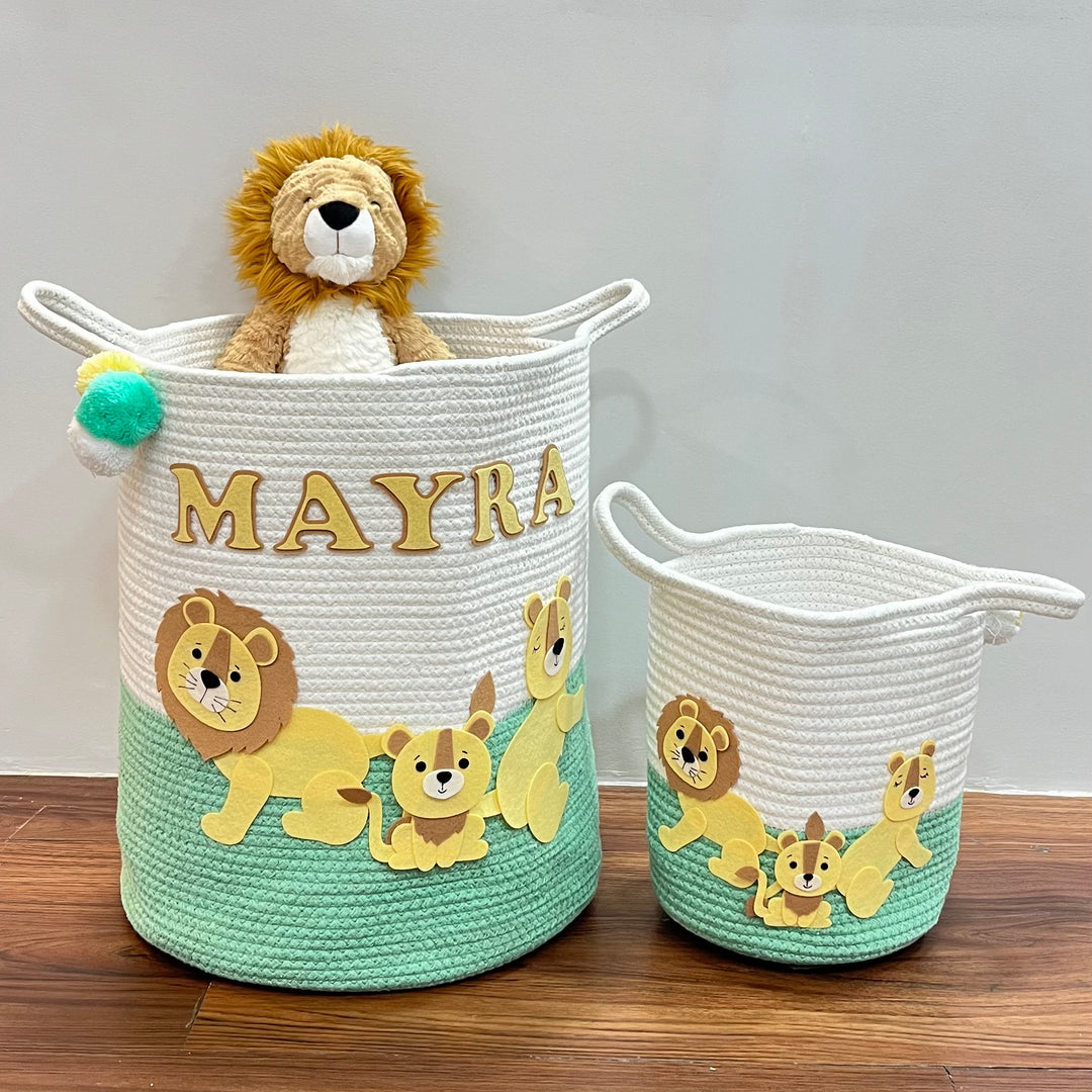 Babble Wrap Jute Cotton Storage Basket - Lions Legacy