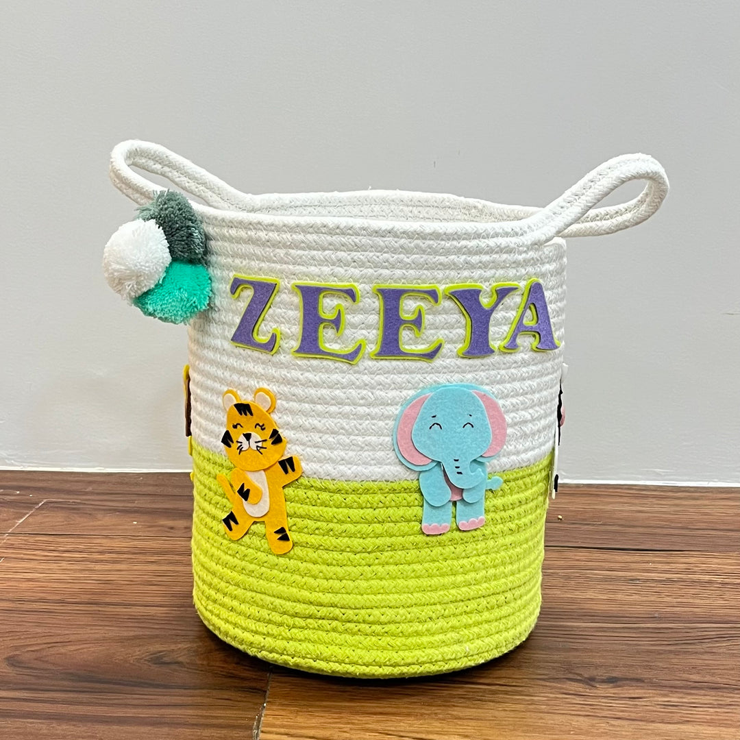 Babble Wrap Jute Cotton Storage Basket - Animal Kingdom