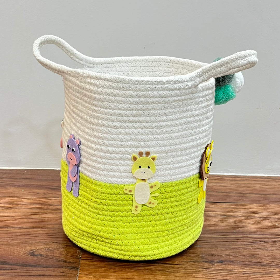 Babble Wrap Jute Cotton Storage Basket - Animal Kingdom