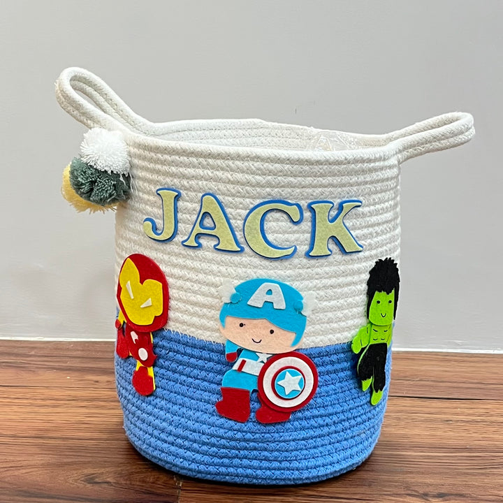 Babble Wrap Jute Cotton Storage Basket - Superhero Squad