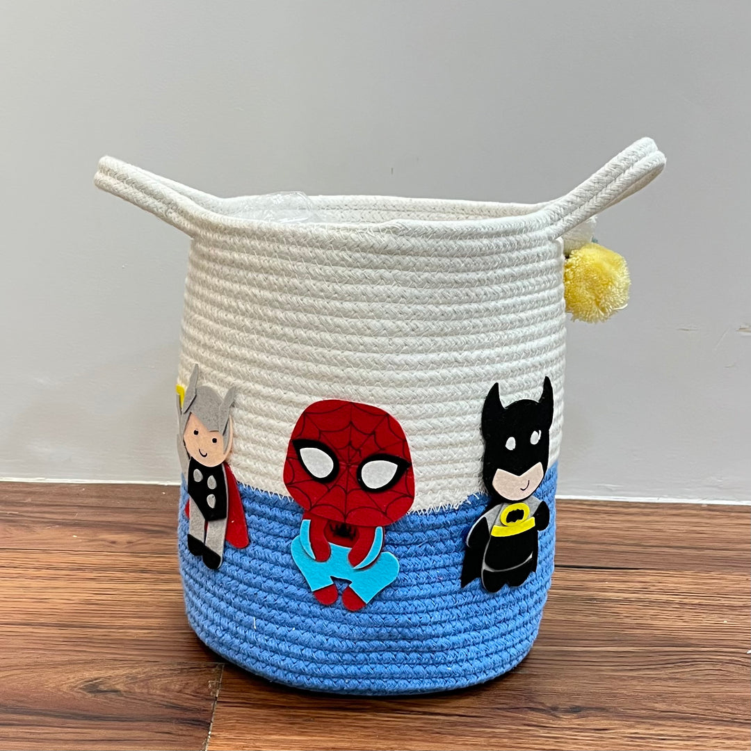 Babble Wrap Jute Cotton Storage Basket - Superhero Squad