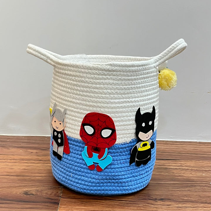 Babble Wrap Jute Cotton Storage Basket - Superhero Squad