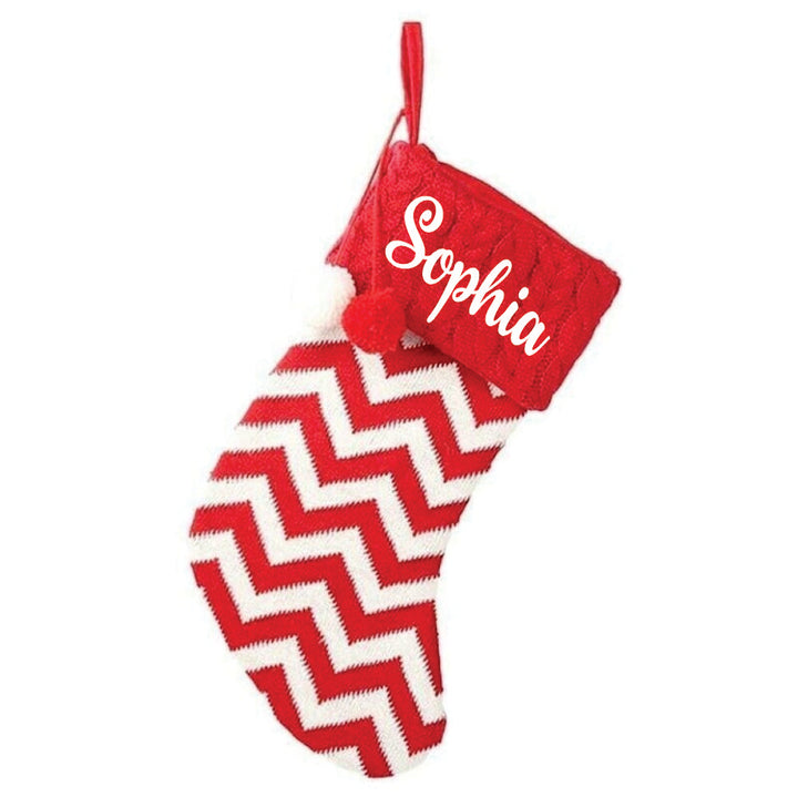 Babble Wrap Holiday Chevron Cheer Stockings- Red & White Chevron