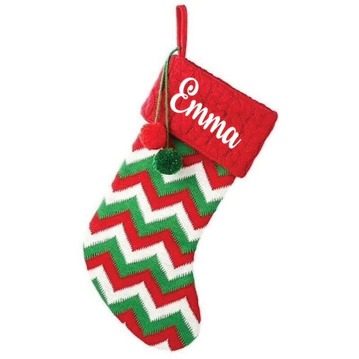 Babble Wrap Holiday Chevron Cheer Stockings- Red, White & Green Chevron