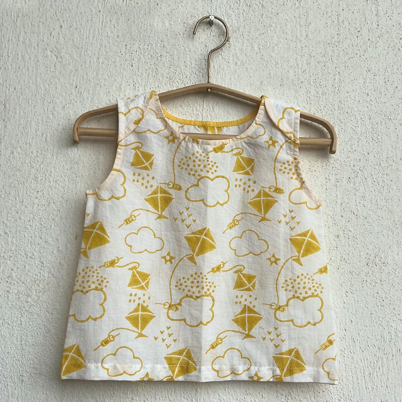 UNISEX ORGANIC KOI JHABLA BAG - YELLOW PATANG AND KOI MINT