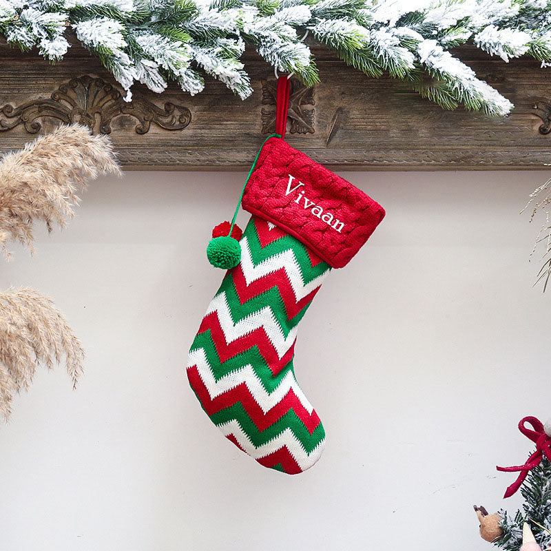 Babble Wrap Holiday Chevron Cheer Stockings- Red, White & Green Chevron