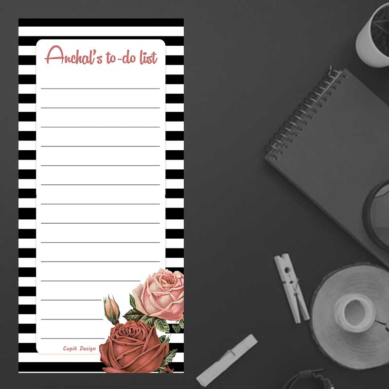 Black & White Floral Magnetic Listpad