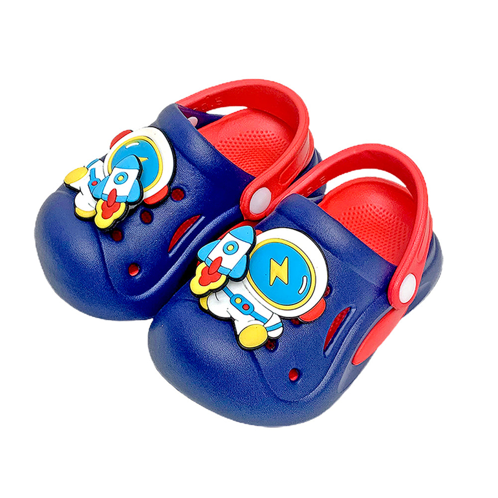 Little Surpise Box Blue & Red spinning rocket Slip on Clogs, Summer/Monsoon all season Footwear for Toddlers & Kids