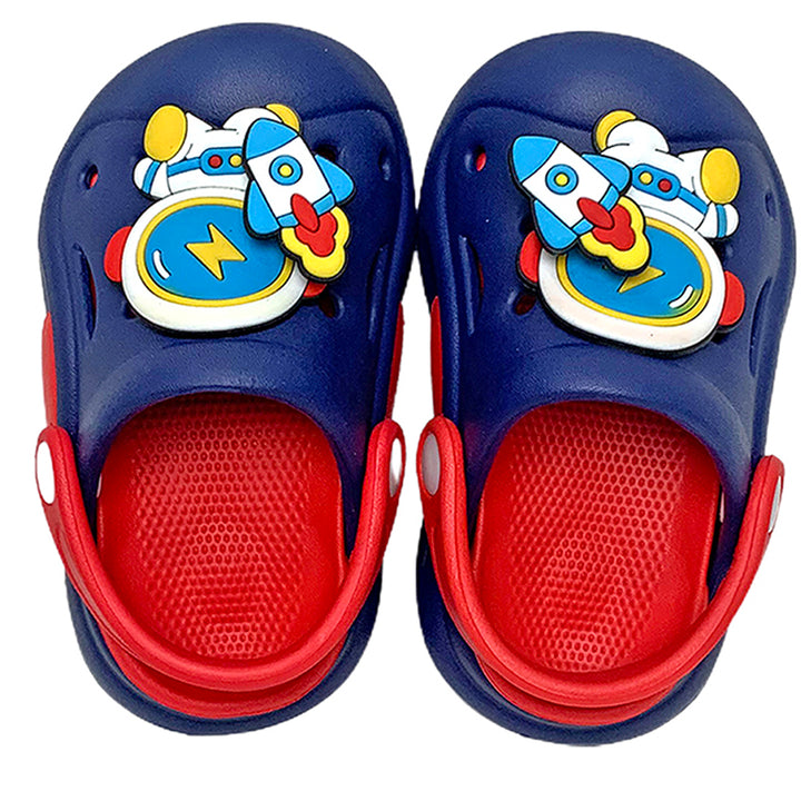 Little Surpise Box Blue & Red spinning rocket Slip on Clogs, Summer/Monsoon all season Footwear for Toddlers & Kids