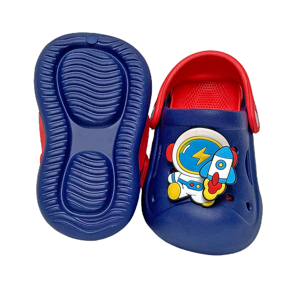 Little Surpise Box Blue & Red spinning rocket Slip on Clogs, Summer/Monsoon all season Footwear for Toddlers & Kids