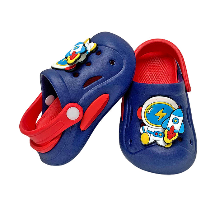 Little Surpise Box Blue & Red spinning rocket Slip on Clogs, Summer/Monsoon all season Footwear for Toddlers & Kids