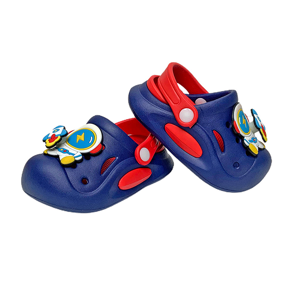 Little Surpise Box Blue & Red spinning rocket Slip on Clogs, Summer/Monsoon all season Footwear for Toddlers & Kids