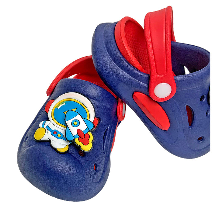 Little Surpise Box Blue & Red spinning rocket Slip on Clogs, Summer/Monsoon all season Footwear for Toddlers & Kids