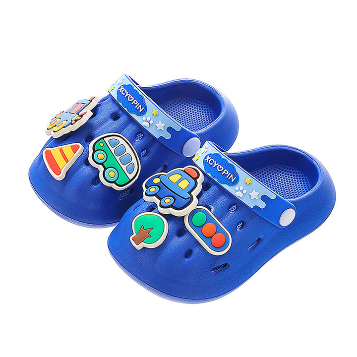 Little Surpise Box Blue Transport theme Slip on Clogs, Summer/Monsoon all season Footwear for Toddlers & Kids