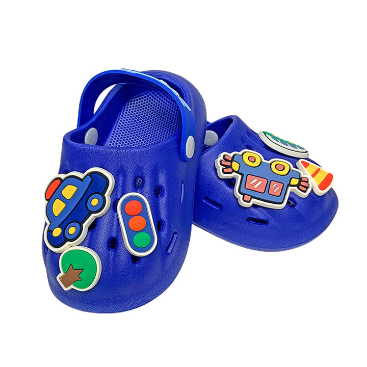 Little Surpise Box Blue Transport theme Slip on Clogs, Summer/Monsoon all season Footwear for Toddlers & Kids