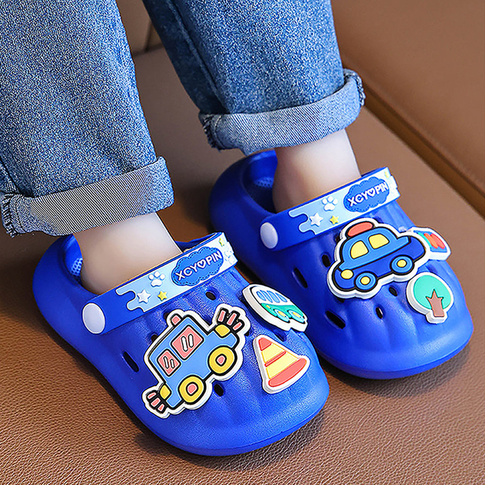 Little Surpise Box Blue Transport theme Slip on Clogs, Summer/Monsoon all season Footwear for Toddlers & Kids