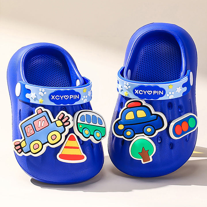 Little Surpise Box Blue Transport theme Slip on Clogs, Summer/Monsoon all season Footwear for Toddlers & Kids