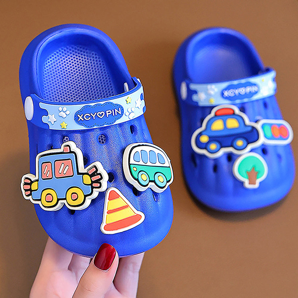 Little Surpise Box Blue Transport theme Slip on Clogs, Summer/Monsoon all season Footwear for Toddlers & Kids