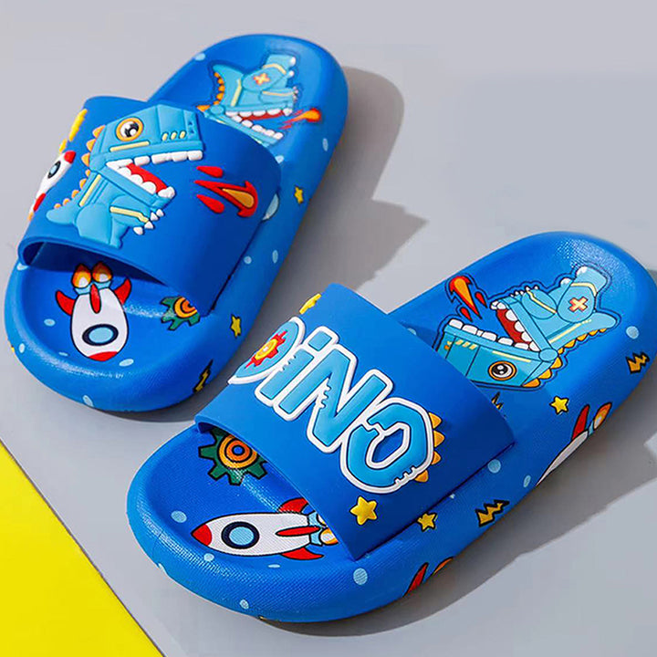 Little Surpise Box cobalt Blue all over Dino theme Slip on Clogs, Summer/Monsoon all season Footwear for Toddlers & Kids