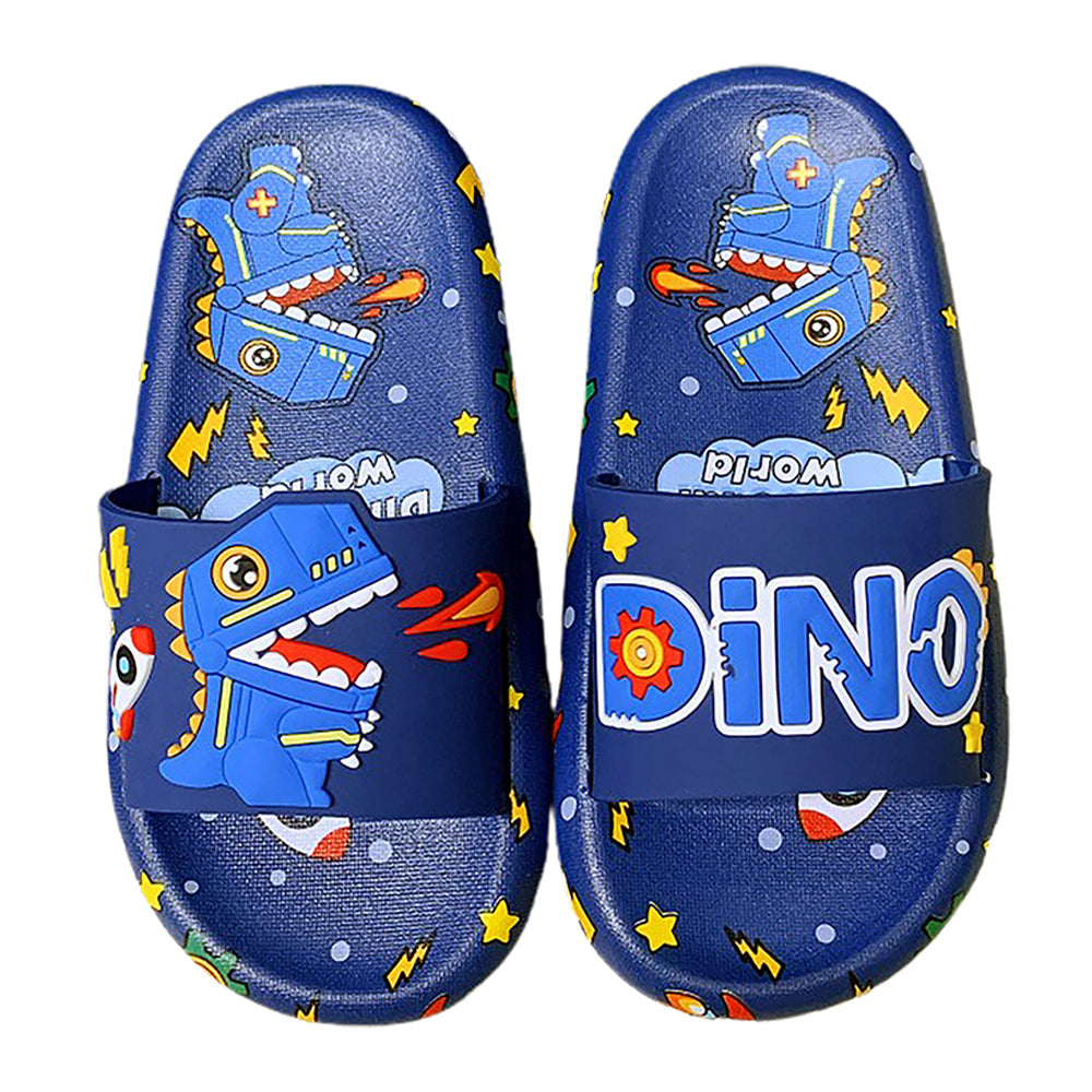 Little Surpise Box Dark Blue all over Dino theme Slip on Clogs, Summer/Monsoon all season Footwear for Toddlers & Kids