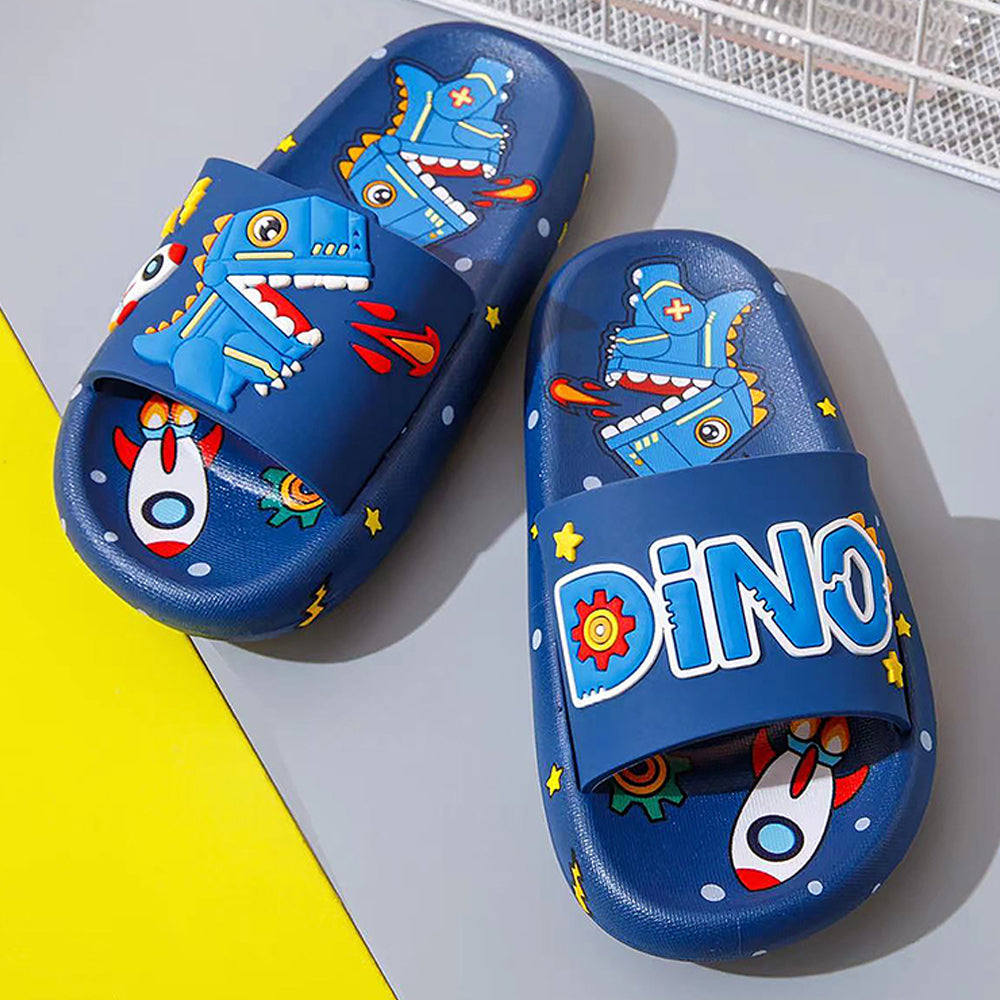 Little Surpise Box Dark Blue all over Dino theme Slip on Clogs, Summer/Monsoon all season Footwear for Toddlers & Kids