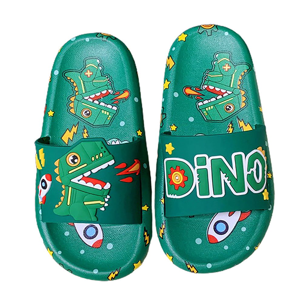 Little Surpise Box Dark Green all over Dino theme Slip on Clogs, Summer/Monsoon all season Footwear for Toddlers & Kids