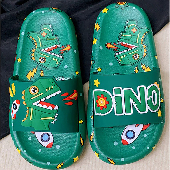 Little Surpise Box Dark Green all over Dino theme Slip on Clogs, Summer/Monsoon all season Footwear for Toddlers & Kids