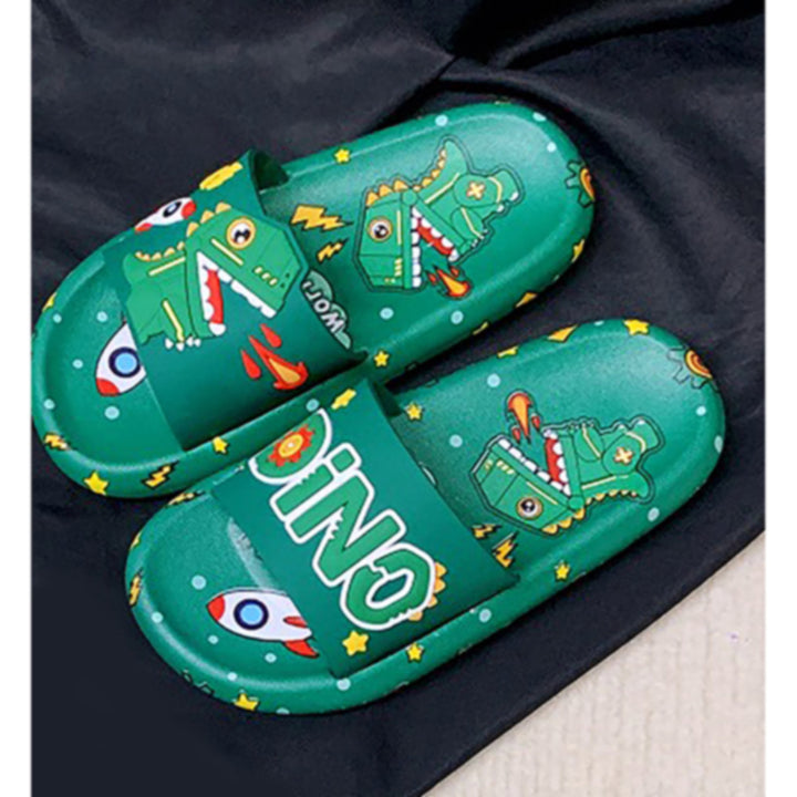 Little Surpise Box Dark Green all over Dino theme Slip on Clogs, Summer/Monsoon all season Footwear for Toddlers & Kids