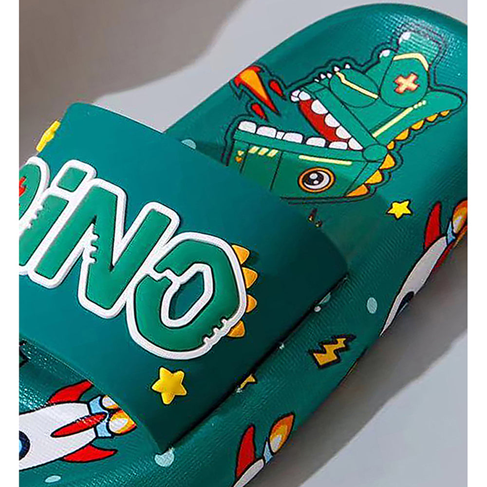 Little Surpise Box Dark Green all over Dino theme Slip on Clogs, Summer/Monsoon all season Footwear for Toddlers & Kids