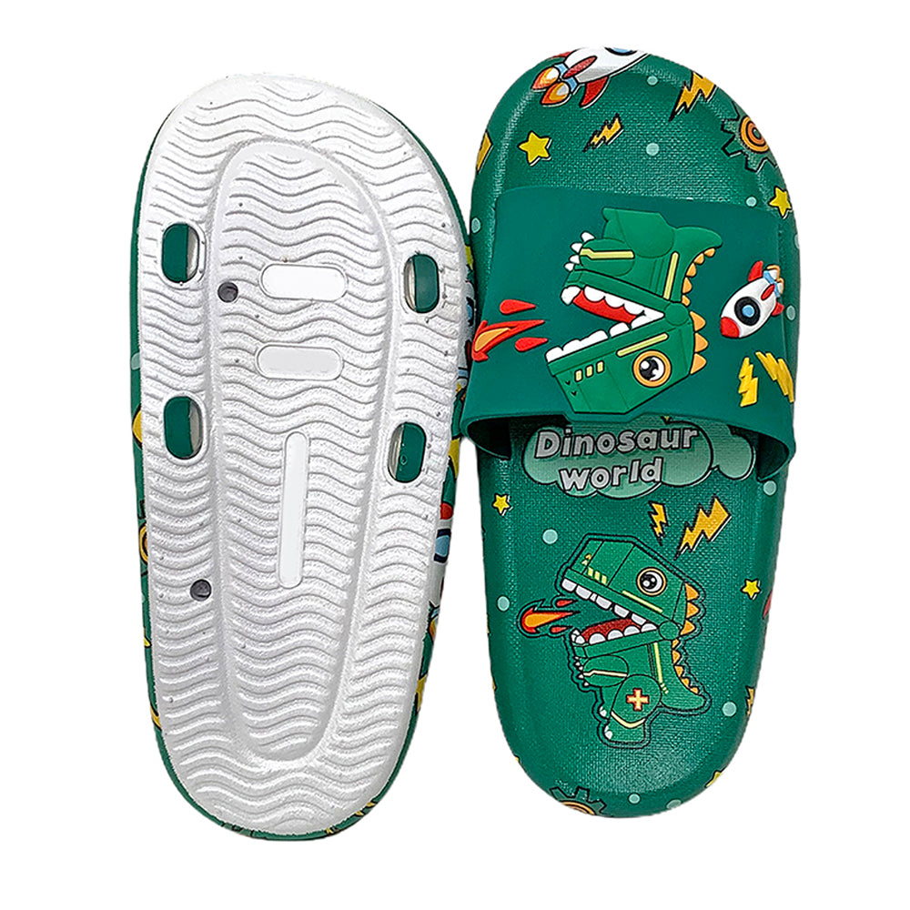 Little Surpise Box Dark Green all over Dino theme Slip on Clogs, Summer/Monsoon all season Footwear for Toddlers & Kids