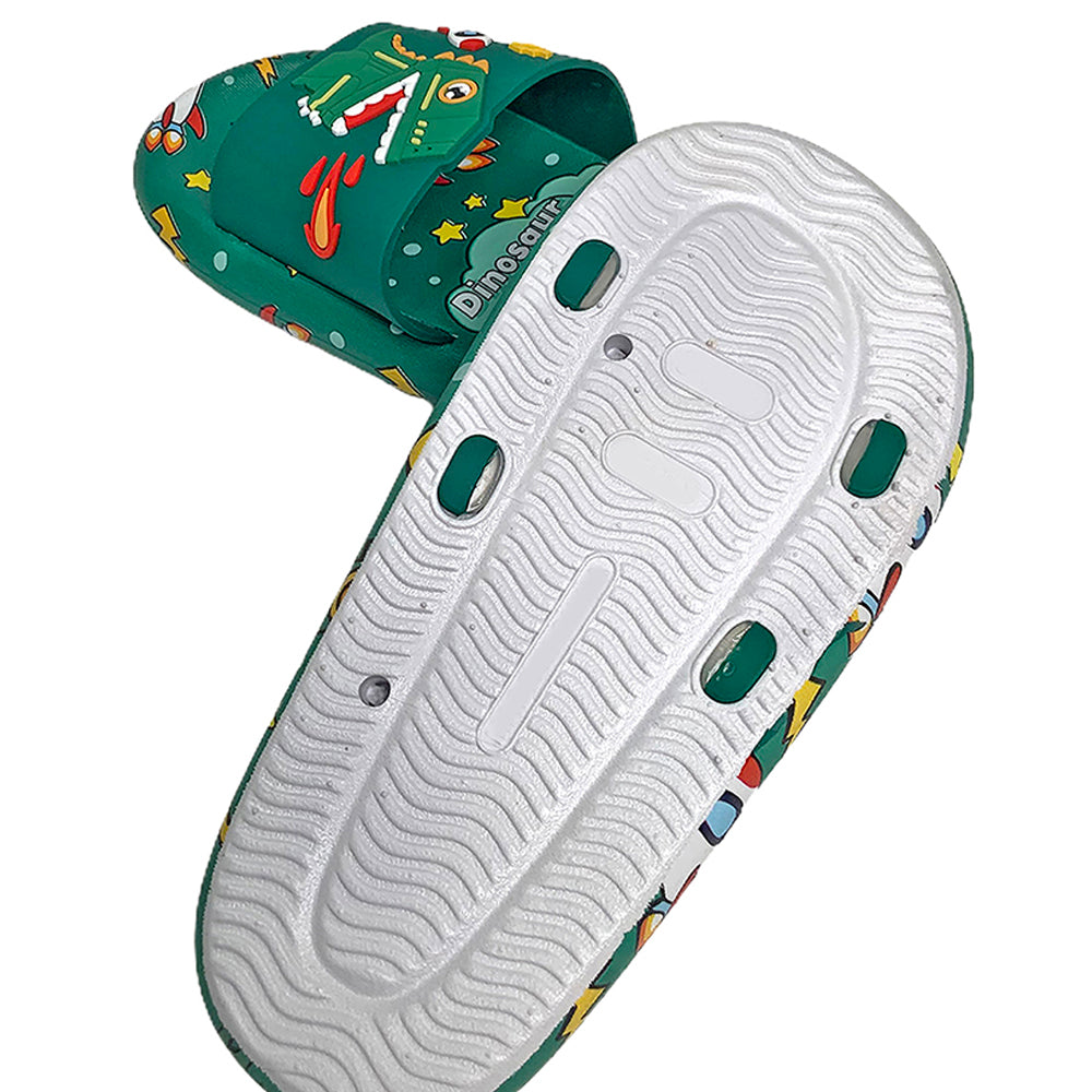 Little Surpise Box Dark Green all over Dino theme Slip on Clogs, Summer/Monsoon all season Footwear for Toddlers & Kids