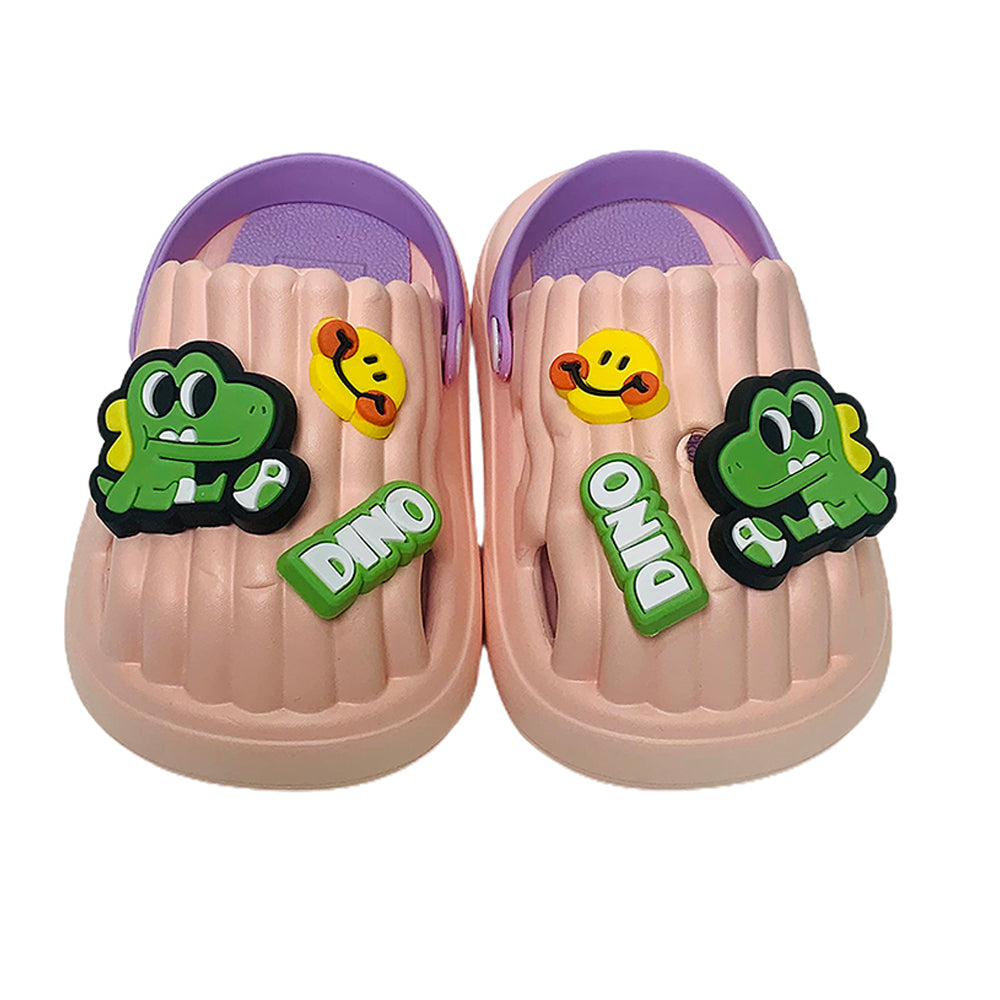 Little Surpise Box Pink Smilie Dino Slip on Clogs, Summer/Monsoon all season Footwear for Toddlers & Kids