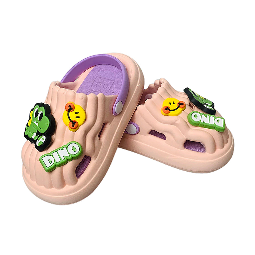 Little Surpise Box Pink Smilie Dino Slip on Clogs, Summer/Monsoon all season Footwear for Toddlers & Kids