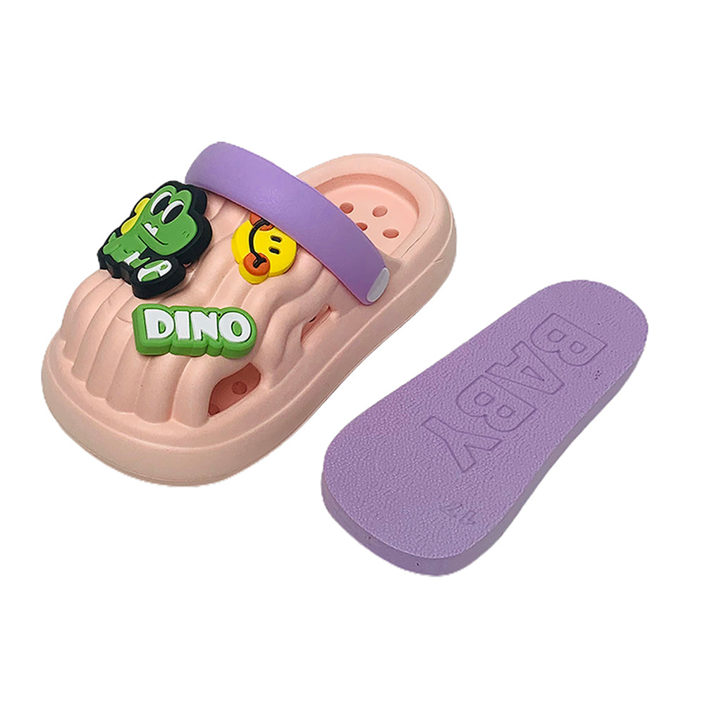 Little Surpise Box Pink Smilie Dino Slip on Clogs, Summer/Monsoon all season Footwear for Toddlers & Kids